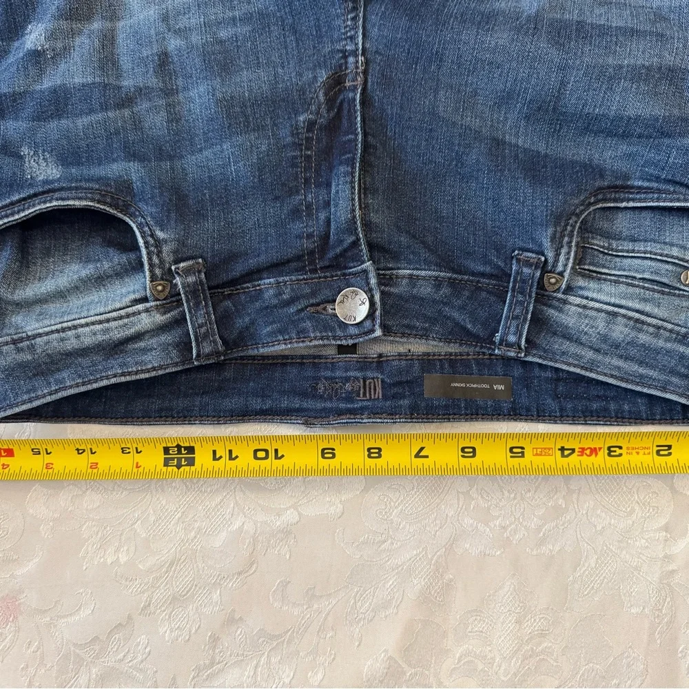 Kut From The Kloth Size 10 Mia Toothpick‎ Skinny Blue Jeans Stretch Distressed